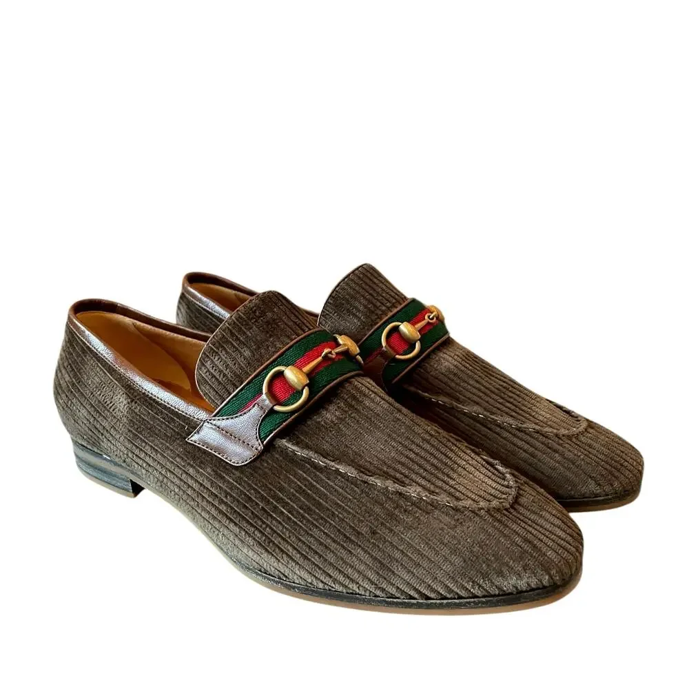 GUCCI 75974 Horsebit Corduroy Moccasin Loafer Men Shoe Size 11 | US 11.5 NEW